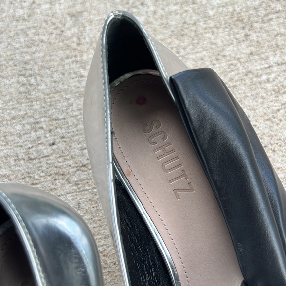 Schutz Havanna Silver Black Bow Heels size 7 - Picture 5 of 6